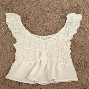 White Lace Sleeve Women's Top